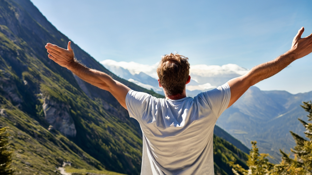 Person embracing freedom in the Montana mountains
